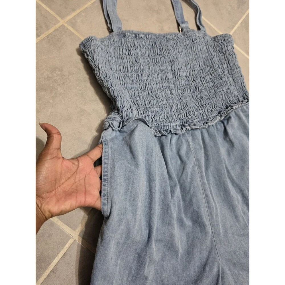Gilli Women's Light Wash Denim Romper Size L